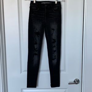 Black high rise ripped jeans